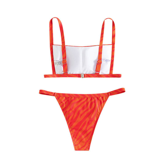 Damen Bikini-Set mit verstellbaren Trägern und animalischem Muster EB