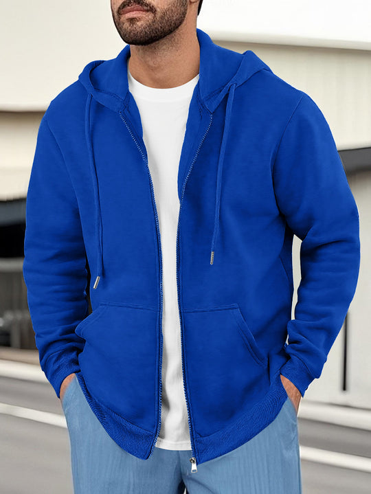 Herren lässige Kapuzenjacke mit atmungsaktivem Sweatstoff und praktischen Taschen EB
