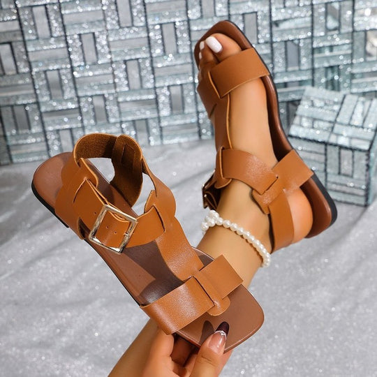 Damen Komfortable Riemchen-Sandalen mit verstellbarem Schnallenverschluss EB