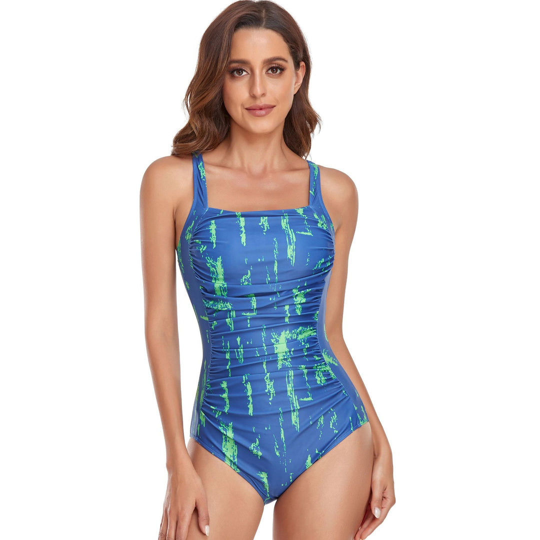 Damen einteiliger Badeanzug mit modernem grafischen Mustermix EB