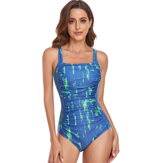 Damen einteiliger Badeanzug mit modernem grafischen Mustermix EB