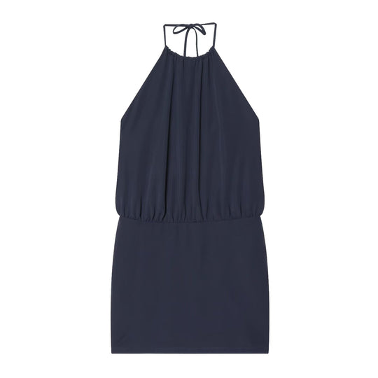 Damen luftiges Halterneck-Kleid mit elastischem Taillenbund EB