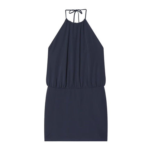 Damen luftiges Halterneck-Kleid mit elastischem Taillenbund EB