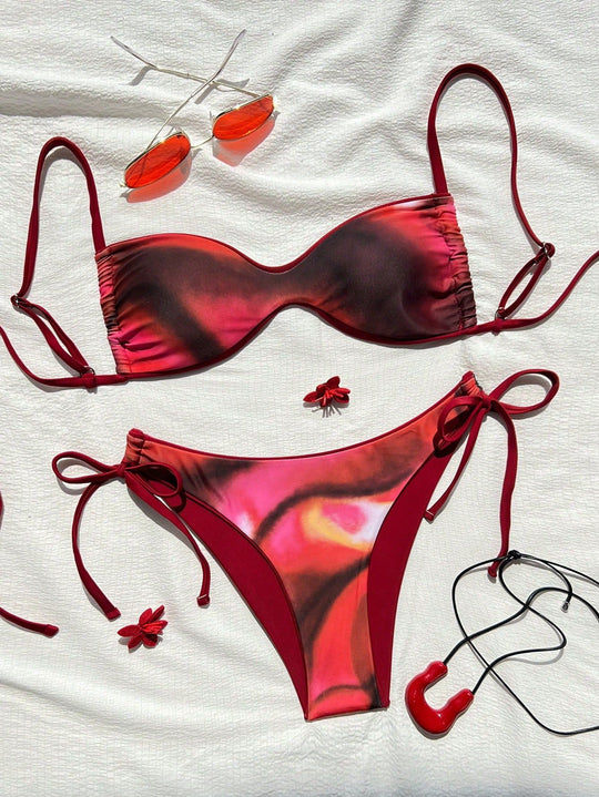 Damen Push-Up Bikini mit elegantem Animal-Print und verstellbaren Trägern EB