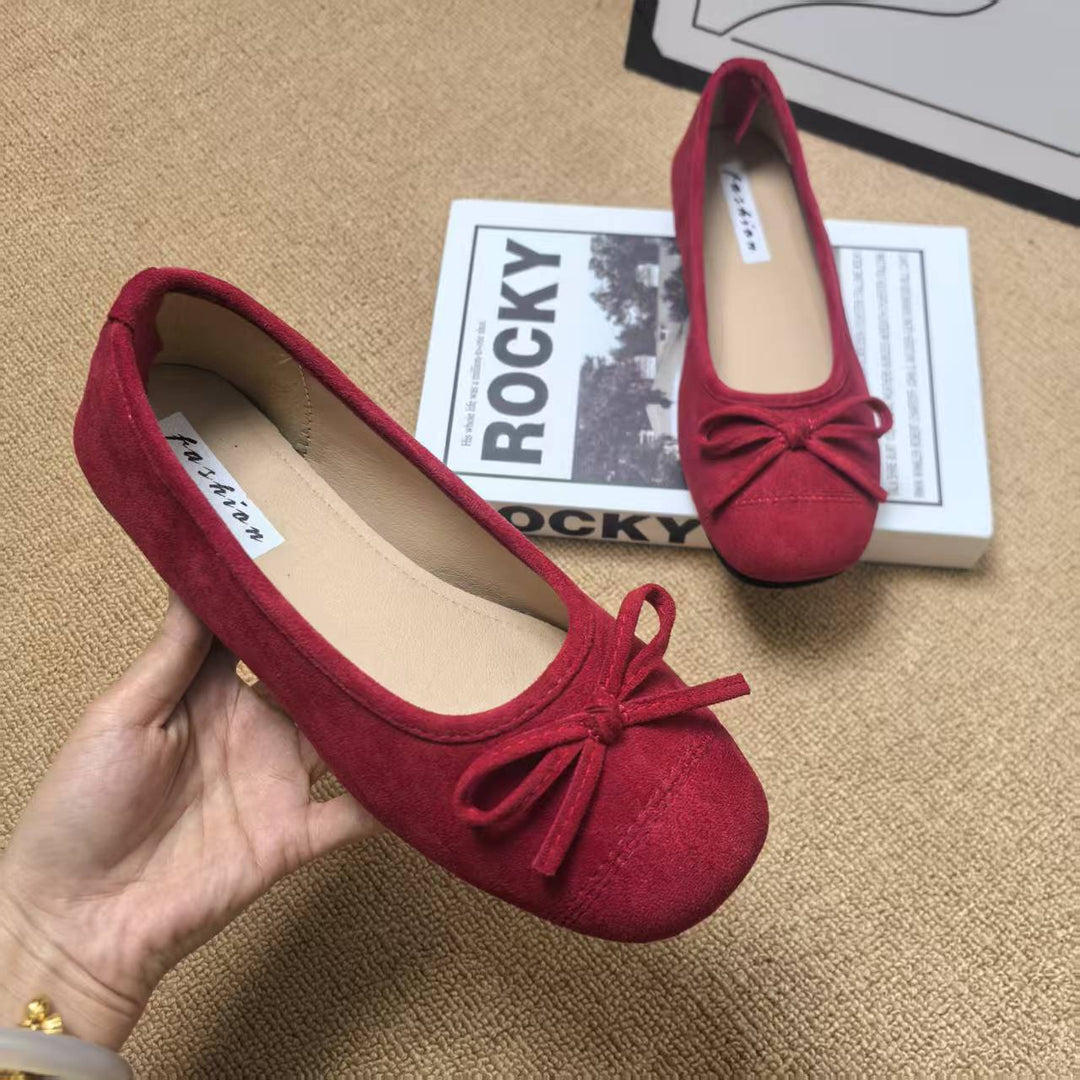 Damen Ballerinas mit elegantem Glanz und verspieltem Schleifendetail EB