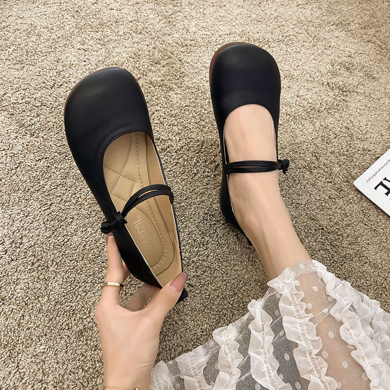 Damen Bequeme und elegante Ballerinas mit verstellbarem Riemen und weicher Innensohle EB