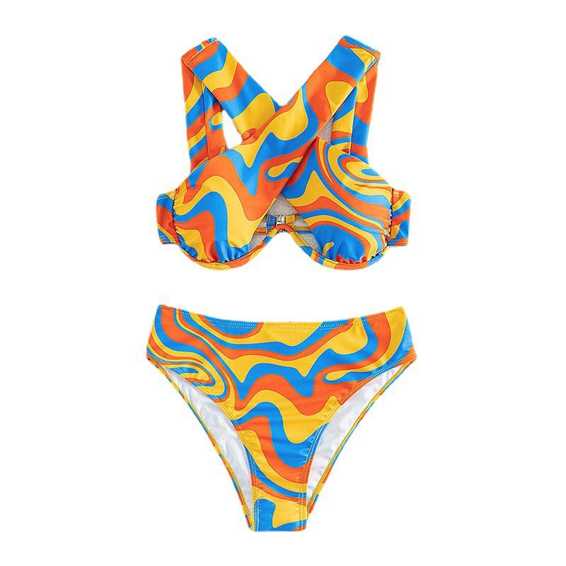 Damen Bikini-Set mit asymmetrischem Design und hohem Bund EB