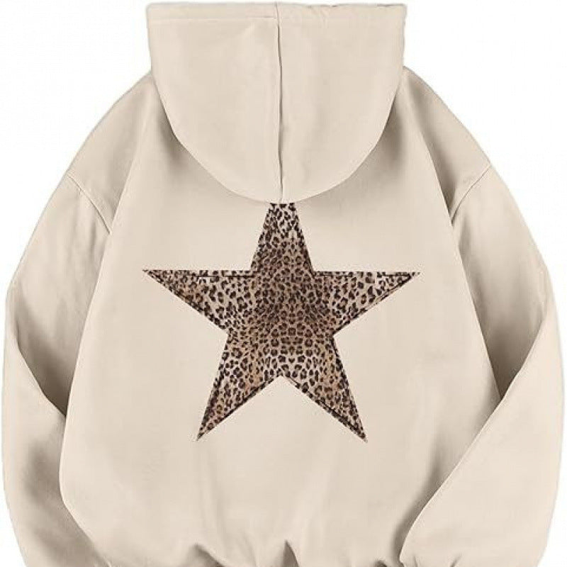 Damen Kapuzensweater mit stylish Leopardstern-Design und entspannter Passform EB