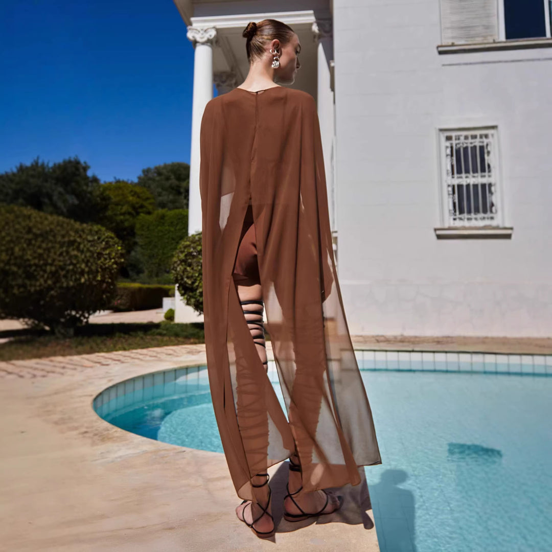 Damen transparentes Strand-Outfit mit modischen Längen und Schnürdetails EB