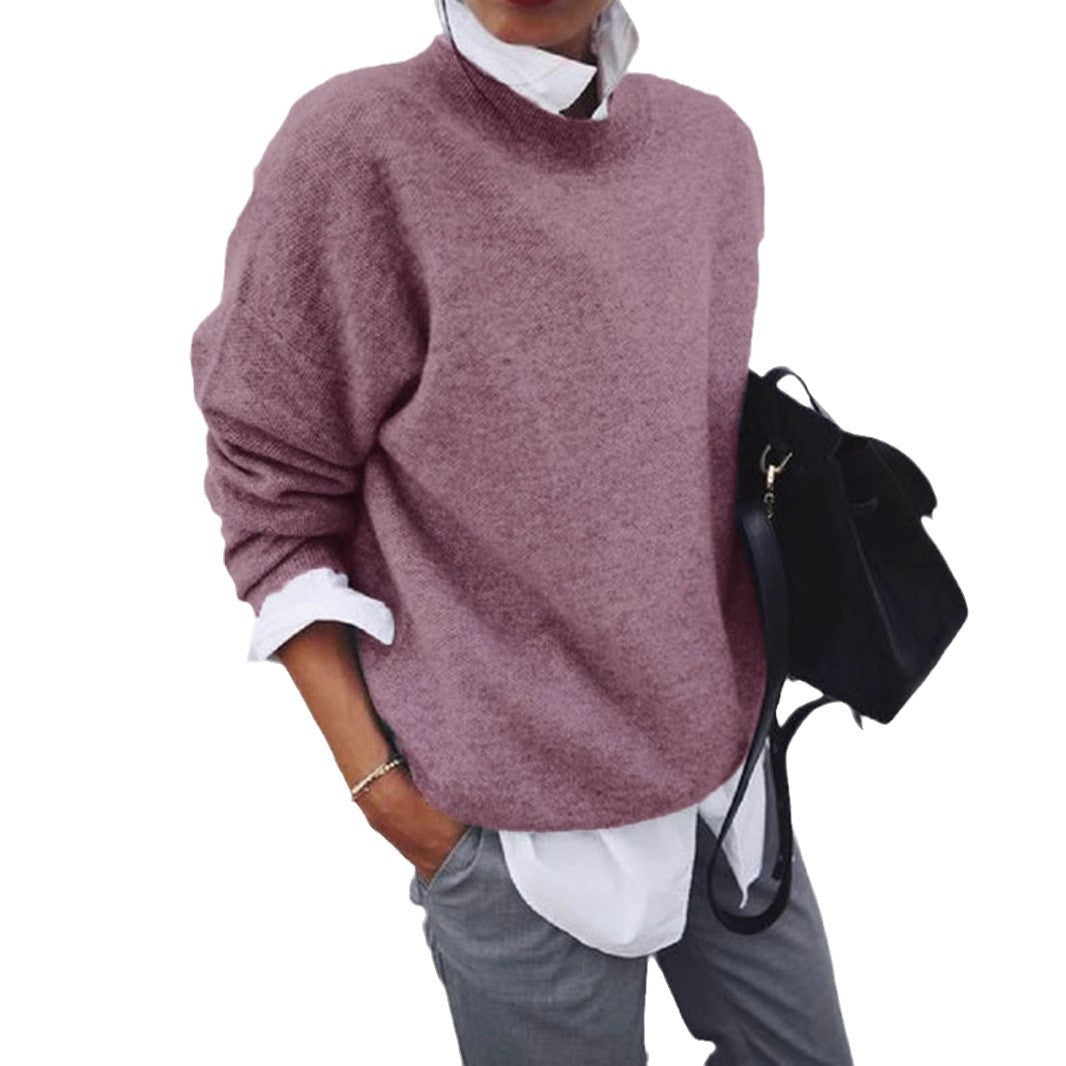 Damen nan gemütlicher Oversize-Strickpullover mit Stehkragen EB