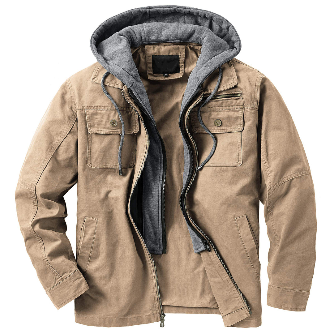 Herren vielseitige Übergangsjacke mit integrierter Kapuze und praktischen Taschen EB