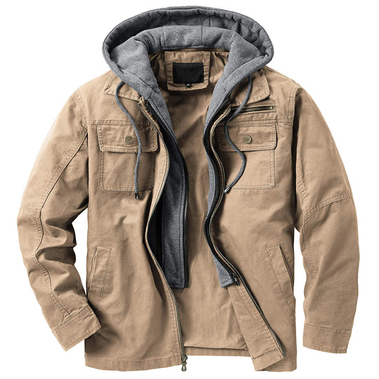Herren vielseitige Übergangsjacke mit integrierter Kapuze und praktischen Taschen EB