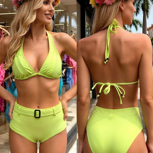 Damen Triangel-Bikini-Set mit praktischen Schnallen-Details EB