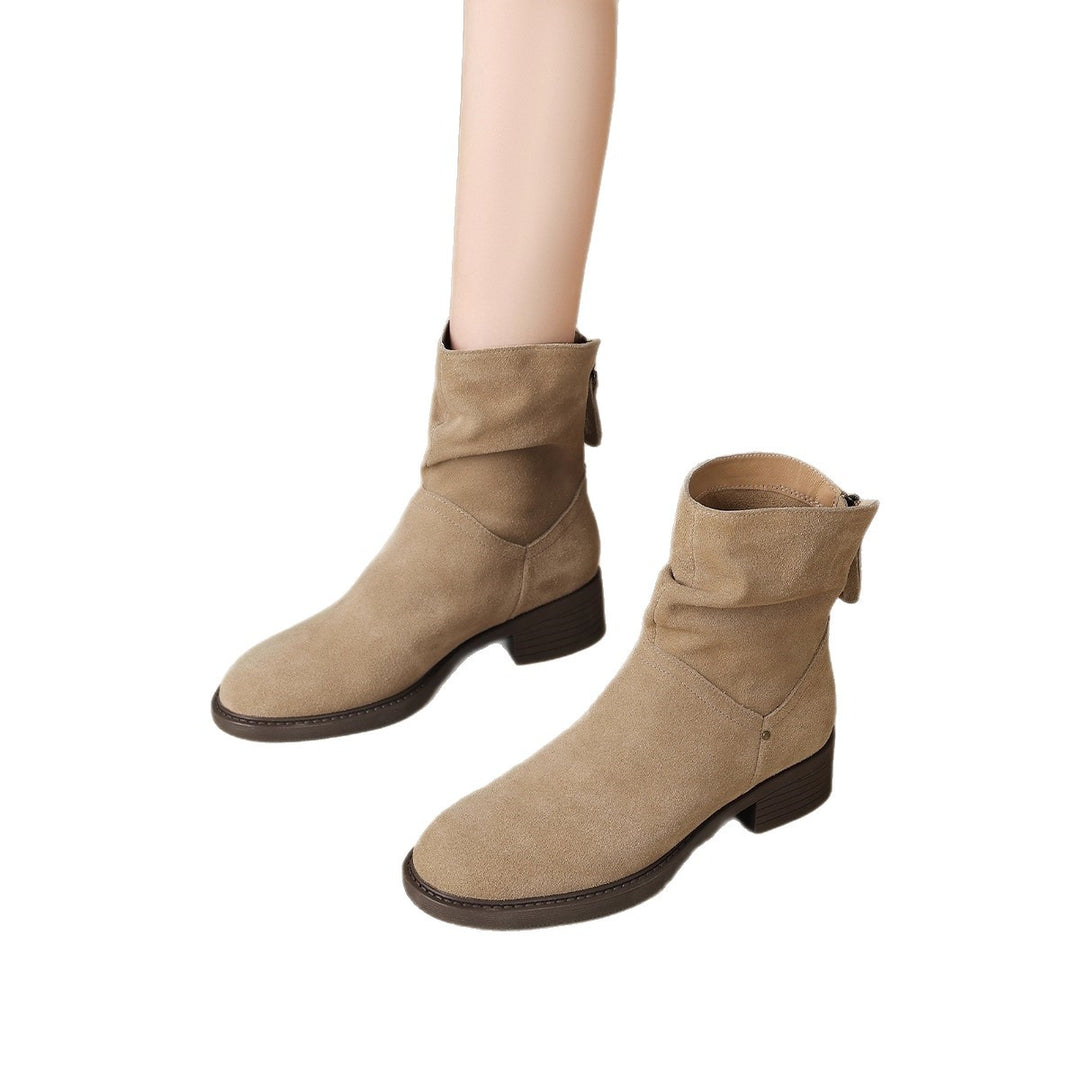 Damen Elegante und lässige Ankle Boots mit Falten-Design EB