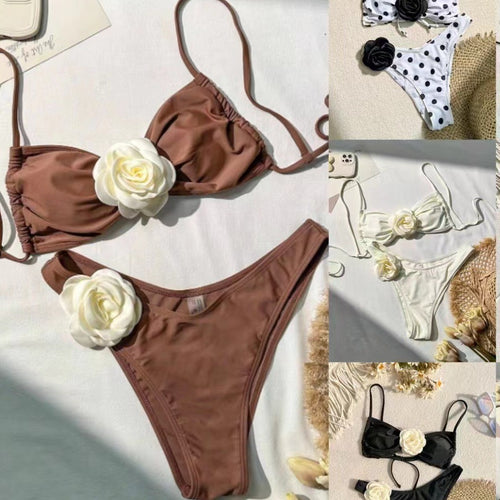 Damen Bandeau-Bikini mit floralen Details EB