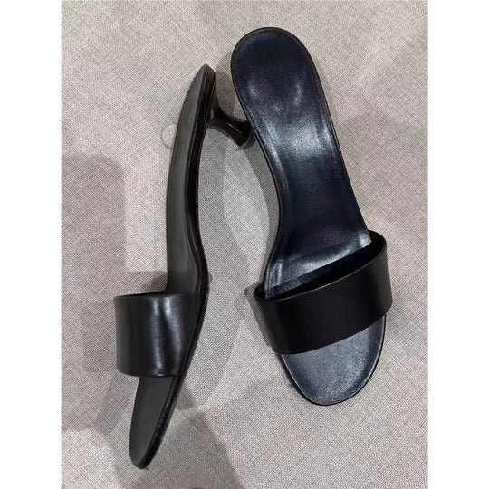 Damen flache Mules mit breiten Riemen EB