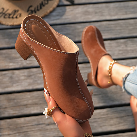 Damen Casual Clogs mit komfortablem Absatz und edlem Wildleder EB