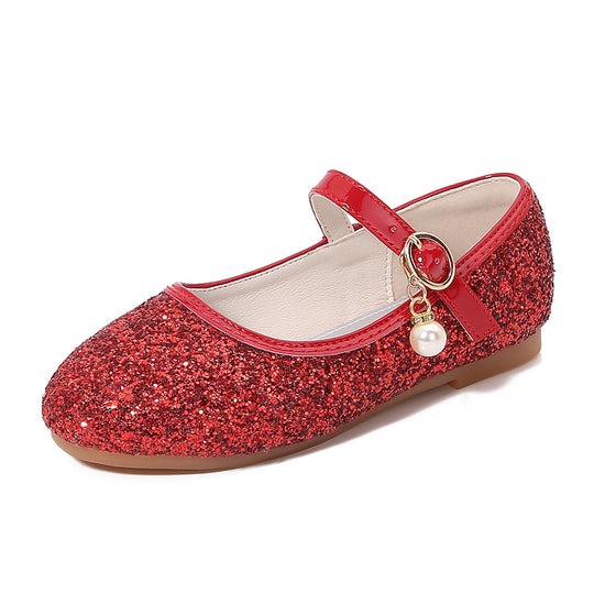Mädchen Glitzernde Mary Jane Ballerinas mit Perlenapplikation EB