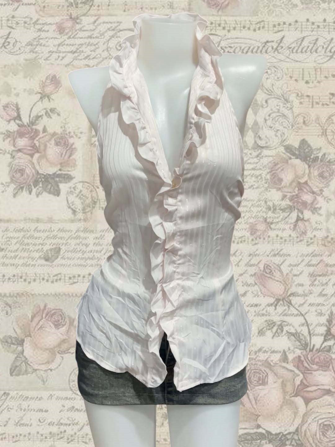 Damen Elegantes Faltenoberteil mit Rüschen EB