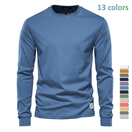 Herren nan klassisches langärmliges Baumwollshirt mit Rundhalsausschnitt und elastischen Bündchen EB
