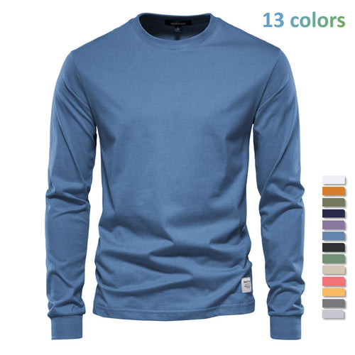 Herren nan klassisches langärmliges Baumwollshirt mit Rundhalsausschnitt und elastischen Bündchen EB