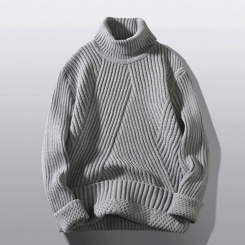 Herren nan strukturierter Rollkragenpullover mit diagonaler Rippstruktur und schlanker Passform EB