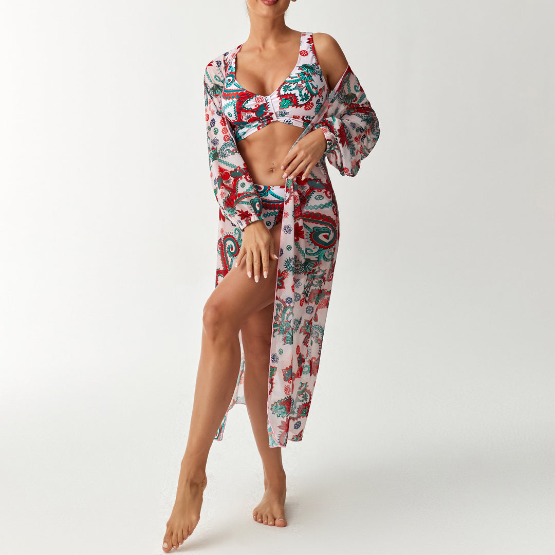 Damen Bikiniset mit transparentem Strandüberwurf EB