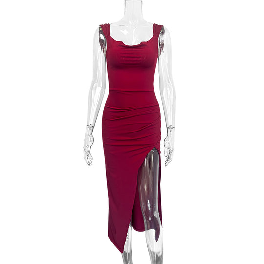 Damen Elegantes Wickelkleid mit hohem Schlitz und figurformendem Schnitt EB