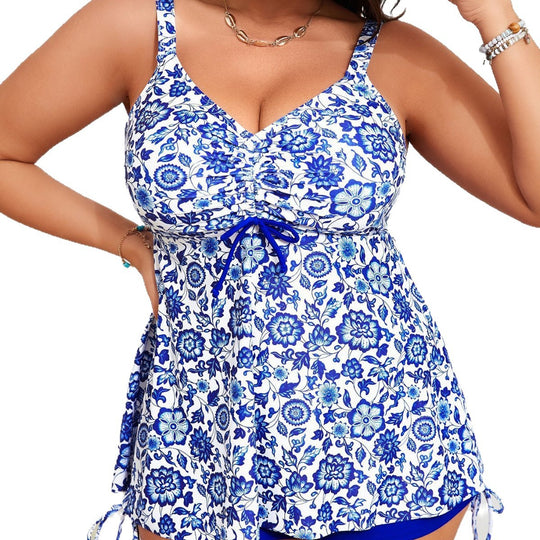 Damen Tankini-Set mit floralem Oberteil und sportlichen Shorts EB