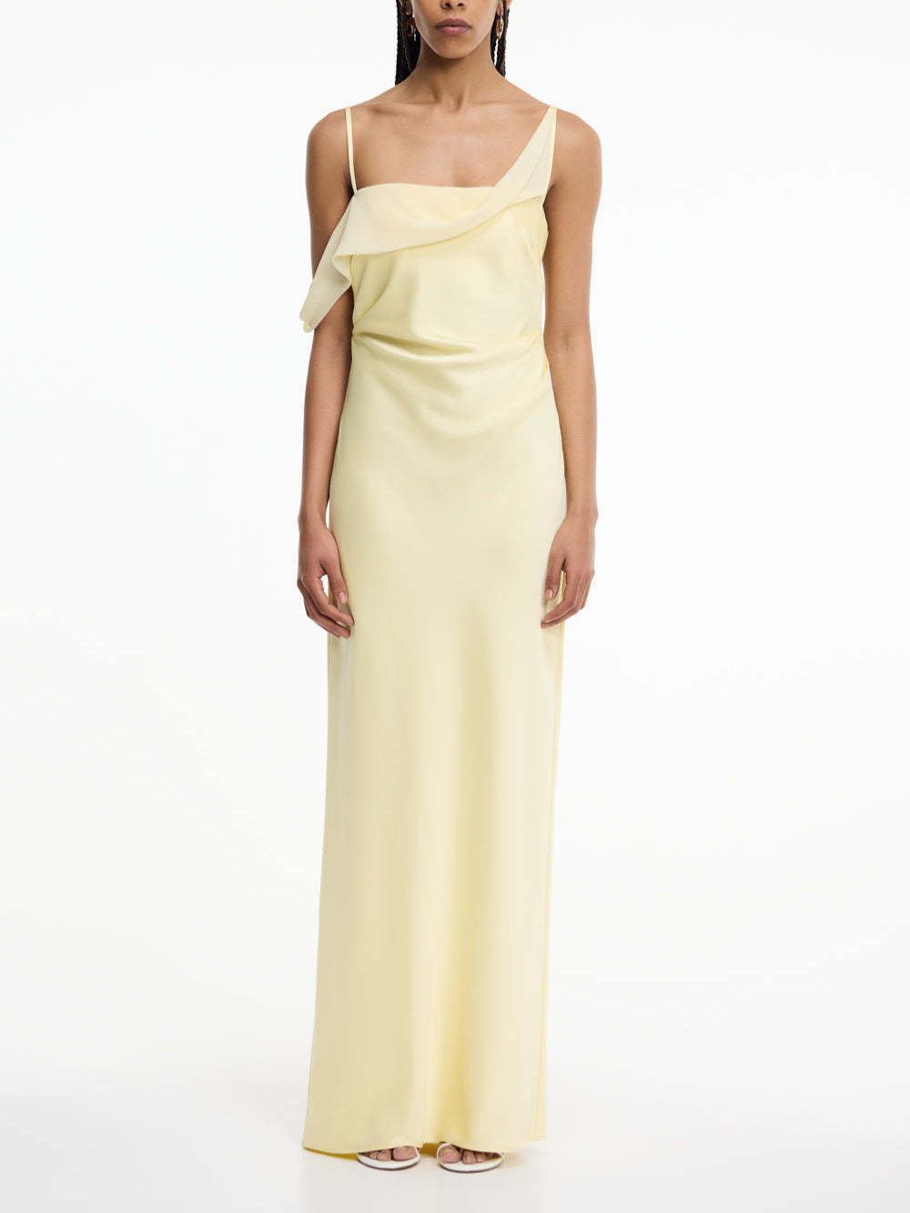 Damen Elegantes Maxikleid mit asymmetrischem Oberteil und fließendem Schnitt EB