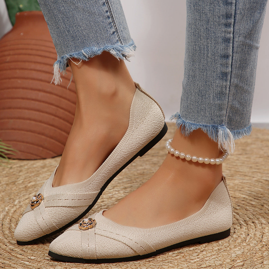 Damen Ballerinas mit dekorativem Schmuckdetail EB