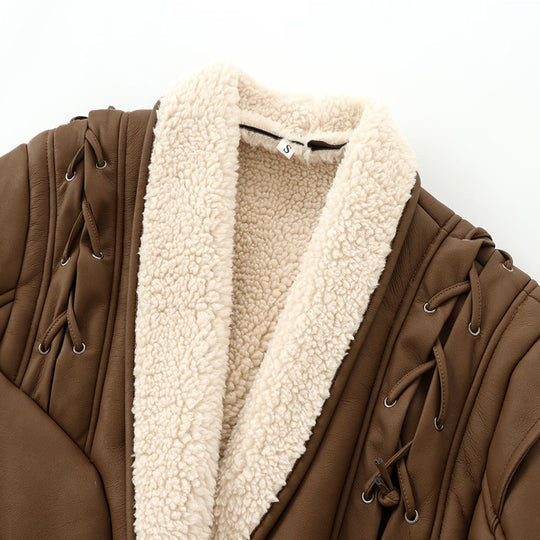 Damen kuschelige Jacke mit elegantem Kragen und gefüttertem Innenleben EB