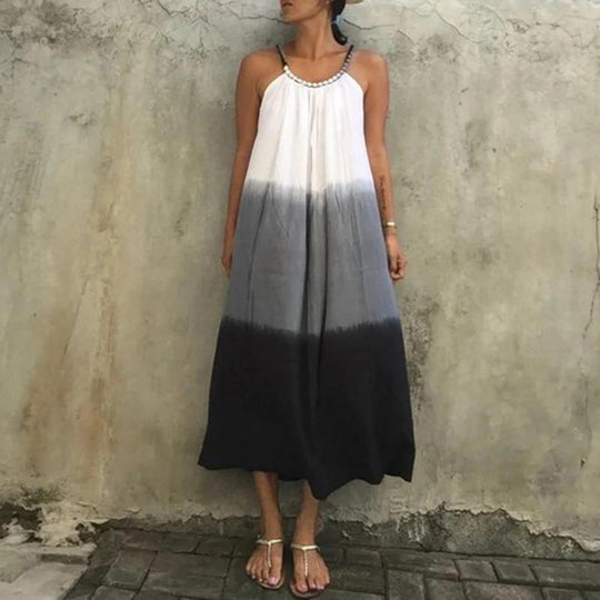 Damen Maxikleid mit plissiertem Oberteil und verziertem Träger EB