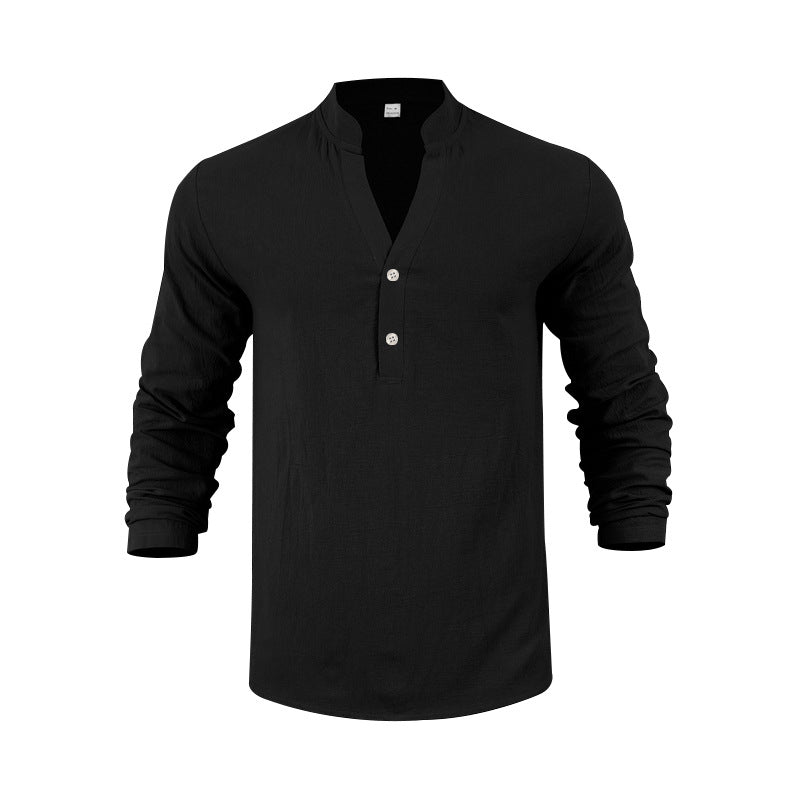 Herren Langarm-Henley-Shirt mit praktischem Knopfdesign und lässiger Passform EB
