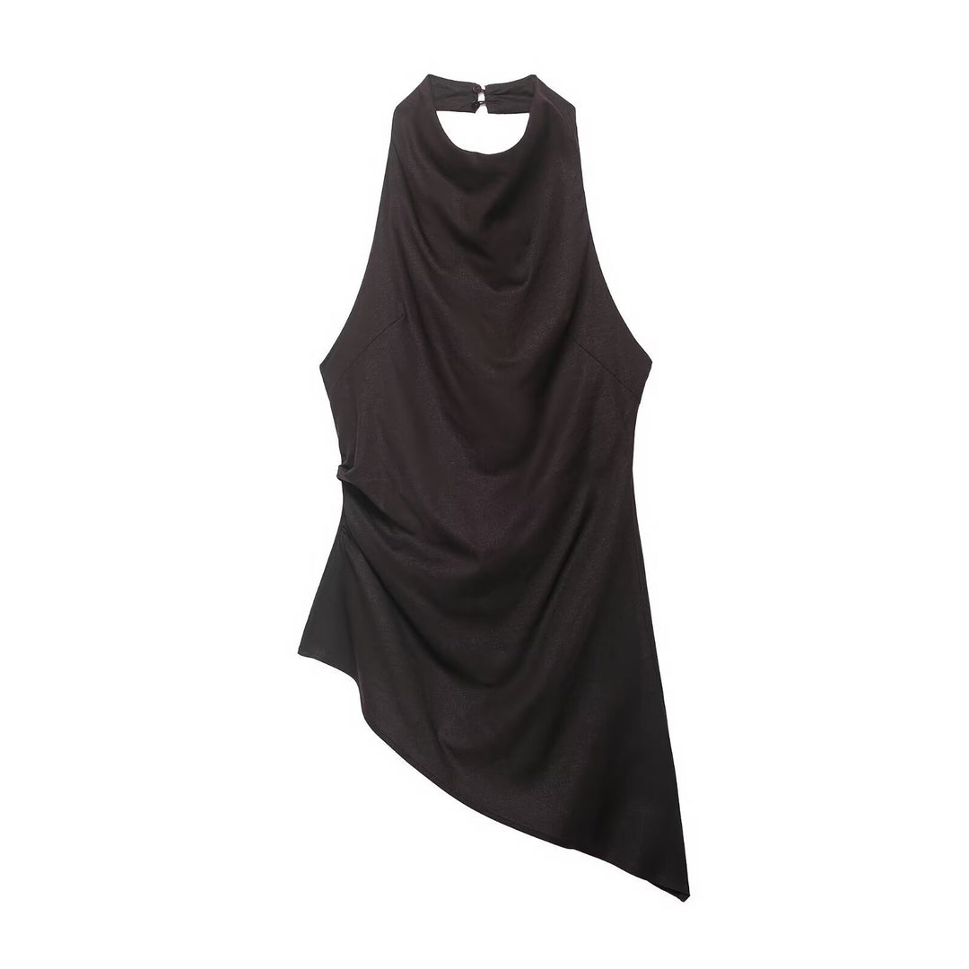Damen asymmetrisches Top mit eleganter Drapierung EB