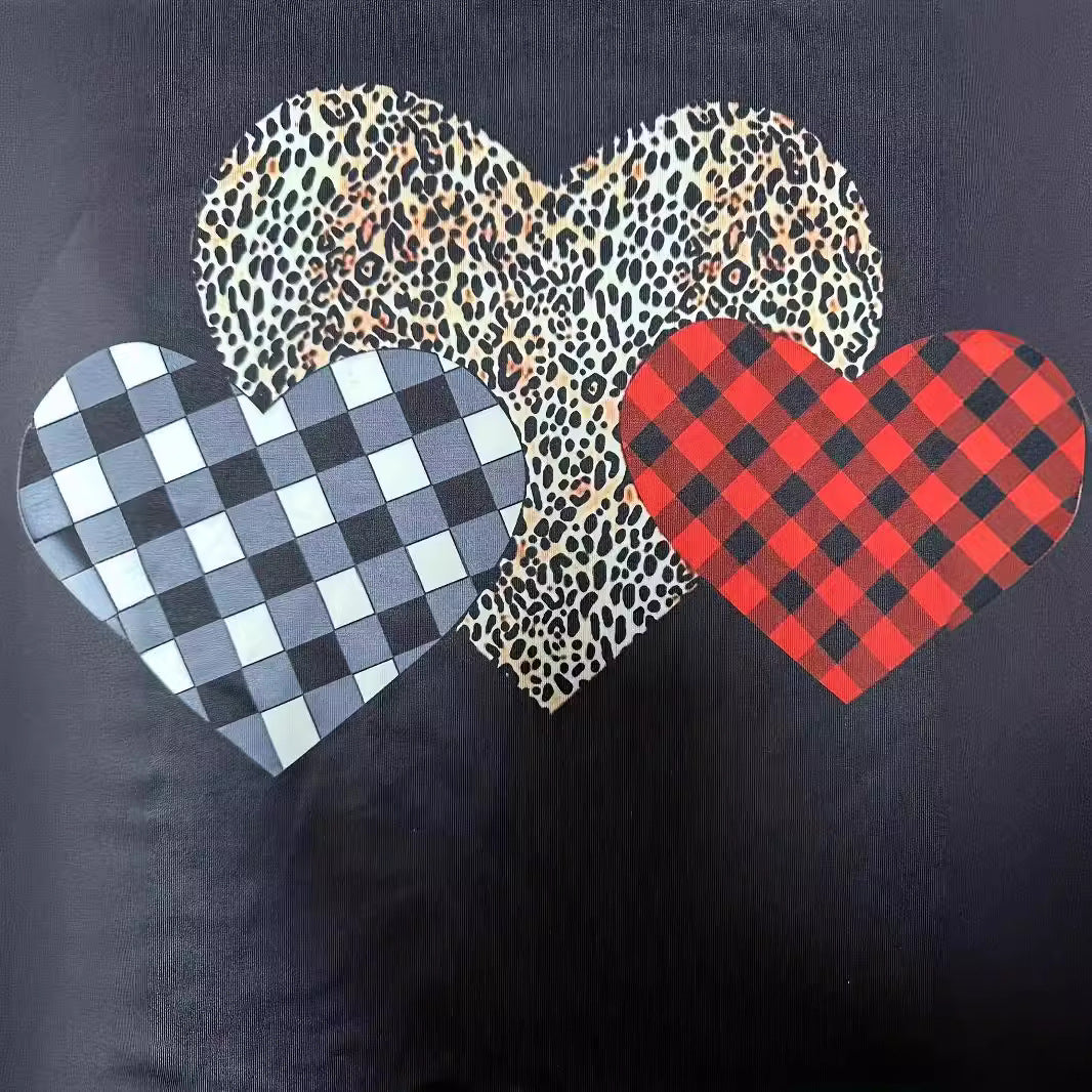 Damen T-Shirt mit Herzmotiv und modischem Streifenmix EB