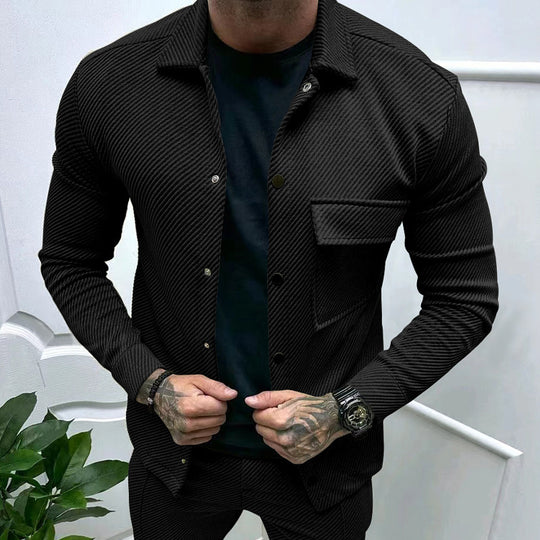 Herren Freizeitjacke mit gestreiftem Design und praktischen Taschen EB