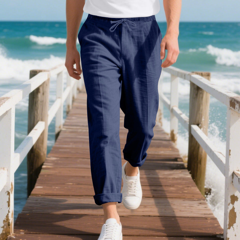 Herren bequeme Strandhose mit elastischem Bund und verstellbarem Kordelzug EB