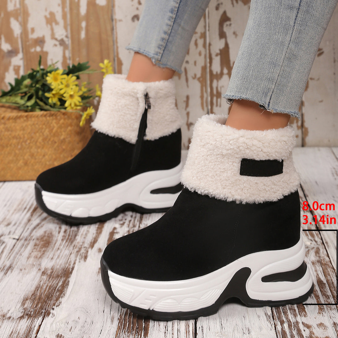 Damen Trendige Fleece-Stiefel mit Keilabsatz EB