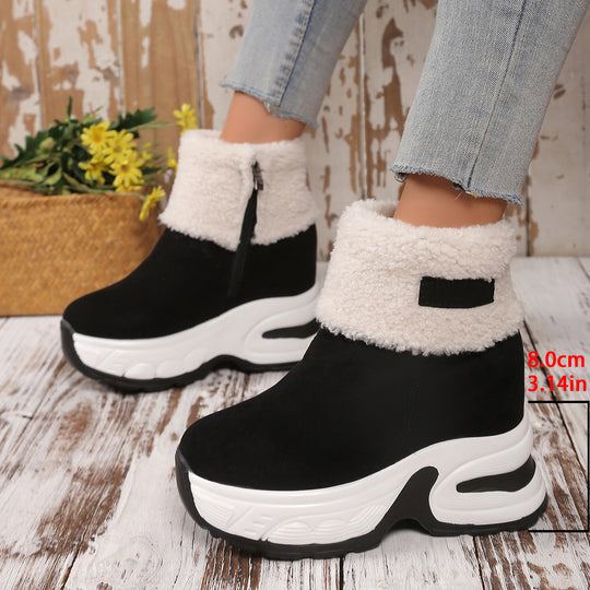 Damen Trendige Fleece-Stiefel mit Keilabsatz EB