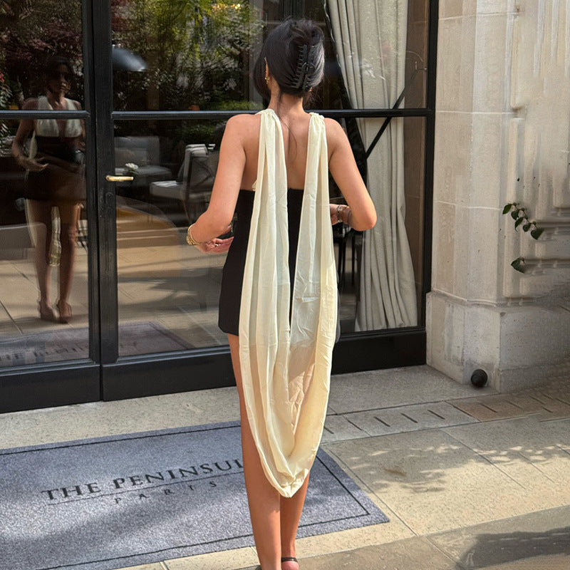 Damen Wickelminikleid mit aufregenden Trägern und figurbetonter Silhouette EB