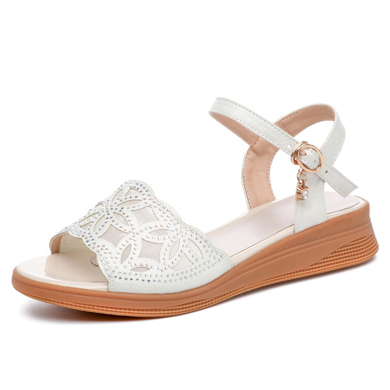 Damen Sandalen mit verstellbarem Fesselriemen und eleganten Strassdetails EB