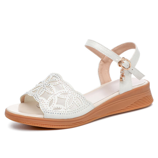 Damen Sandalen mit verstellbarem Fesselriemen und eleganten Strassdetails EB