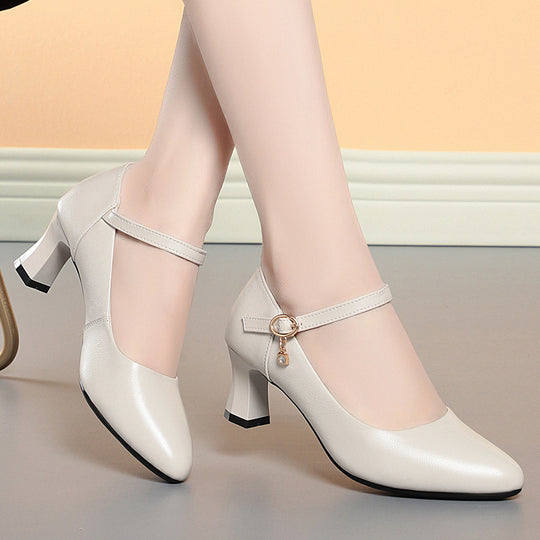 Damen Mary Jane Pumps mit komfortablem Blockabsatz und modischem Schnallenakzent EB