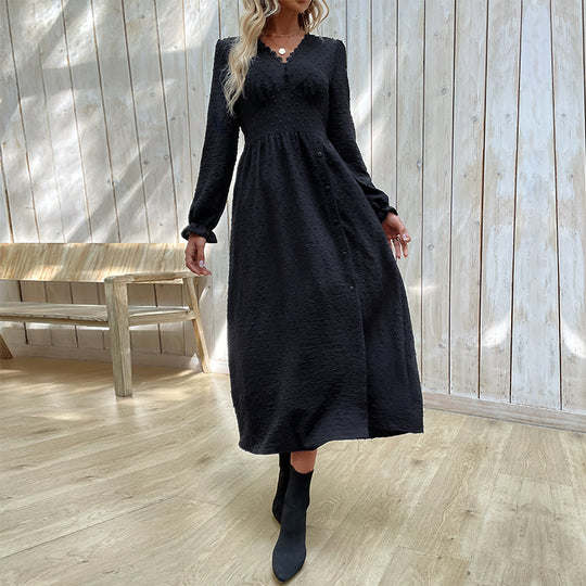 Damen Maxikleid mit elegantem V-Ausschnitt und raffiniertem Schlitz EB