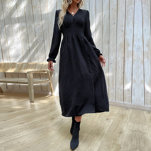 Damen Maxikleid mit elegantem V-Ausschnitt und raffiniertem Schlitz EB