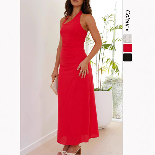 Damen Elegantes Maxikleid mit Halterneck und figurbetontem Schnitt EB