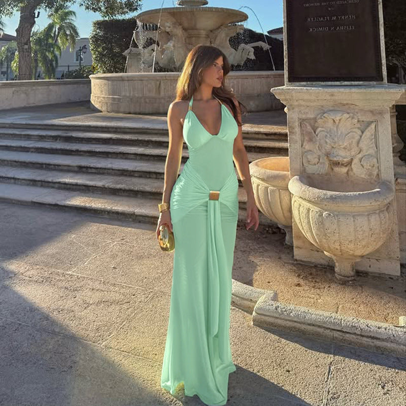 Damen Maxikleid mit raffiniertem Schnitt und glamourösen Akzenten EB