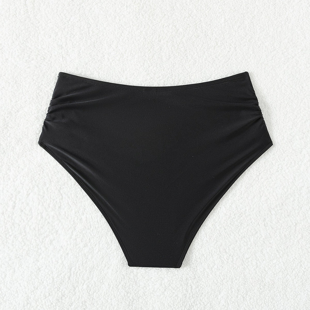 Damen Hoch geschnittener Bikini-Hosen mit Raffungen EB