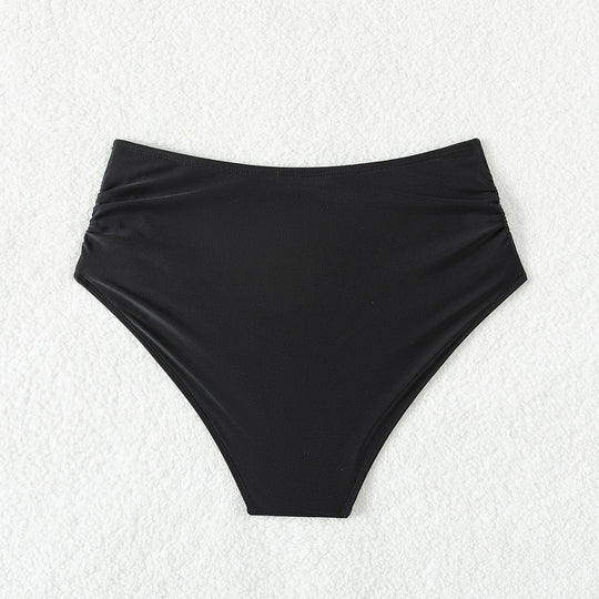 Damen Hoch geschnittener Bikini-Hosen mit Raffungen EB